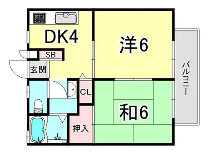 YZハイツ(2DK/2階)の間取り写真