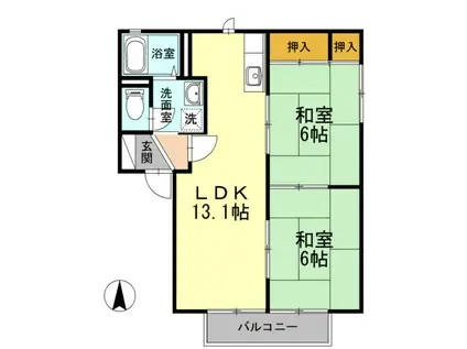 サンライズ吉永 A棟(2LDK/2階)の間取り写真