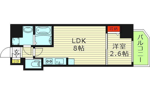 スワンズシティ大阪クレアスト(1LDK/11階)の間取り写真