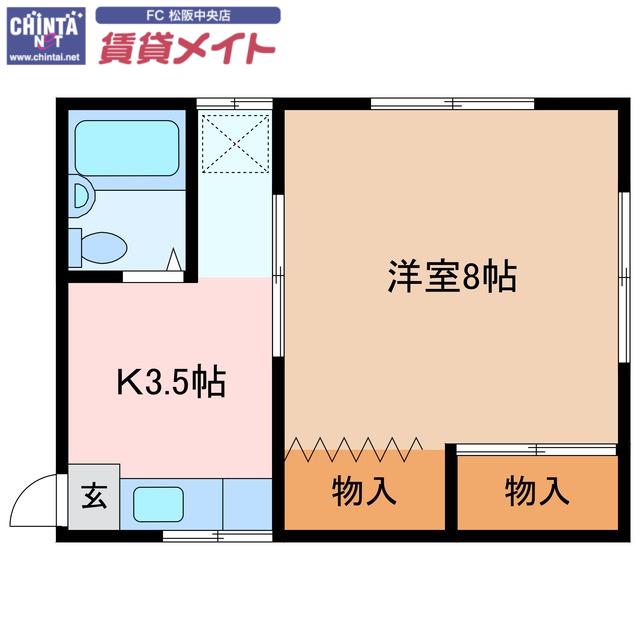 コーポハラ(1K/2階)の間取り写真