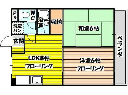 メゾンササキII(2LDK/1階)の間取り写真