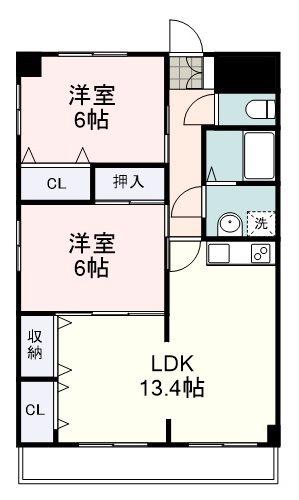 ルーエセイラク(2LDK/3階)の間取り写真