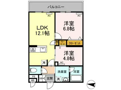 COZY COURT 大泉学園(2LDK/4階)の間取り写真