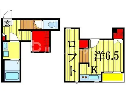 CB千葉ルティア(1K/1階)の間取り写真