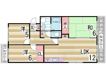 マッティーナ神戸弐番館(3LDK/1階)の間取り写真