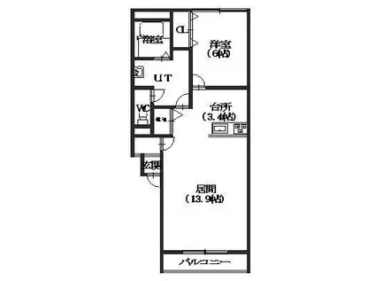 サンエスタシオン湯川(1LDK/3階)の間取り写真