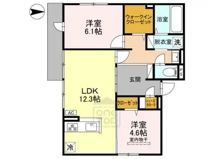 高槻市宮田町3丁目PJ(2LDK/3階)の間取り写真
