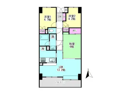 藤和相武台コープ2(3LDK/6階)の間取り写真