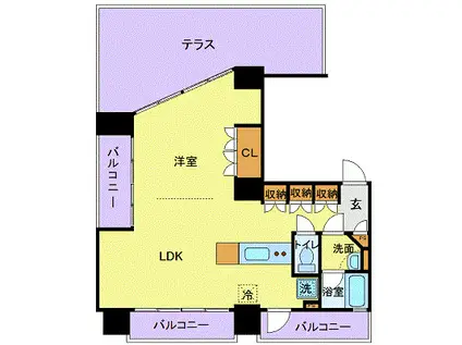 フロリス オーランティウム3(1LDK/11階)の間取り写真