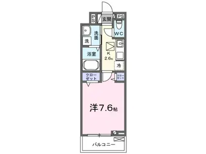 ハミングバードII(1K/1階)の間取り写真