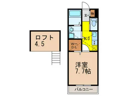 エムズコート吉田(1K/2階)の間取り写真