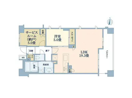 グローリオ田園調布(1SLDK/5階)の間取り写真