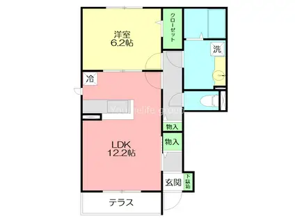 くるみ C(1LDK/1階)の間取り写真