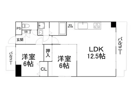 エストアベニュー(2LDK/4階)の間取り写真