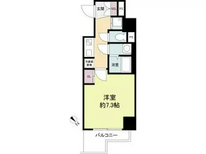 RIDGE姫島(1K/6階)の間取り写真