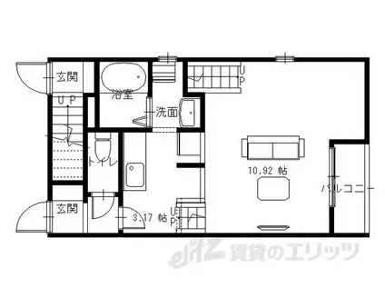 グランメゾン城町(1K/1階)の間取り写真