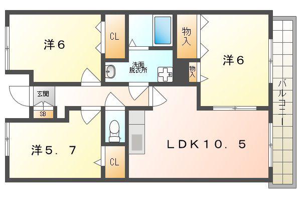 リヴィエール・桜(3LDK/1階)の間取り写真