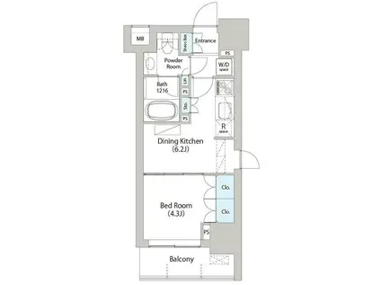 レオパレスアリビオ(1K/2階)の間取り写真