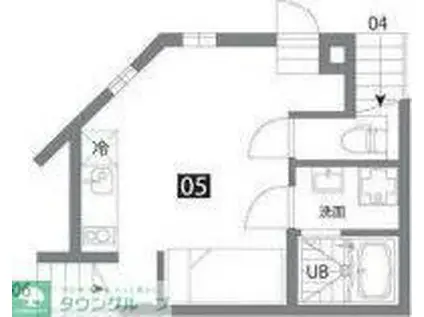 カラスヤマテラスEW(ワンルーム/1階)の間取り写真