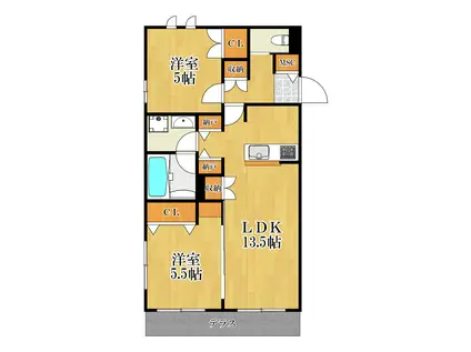 千年メゾン(2LDK/1階)の間取り写真