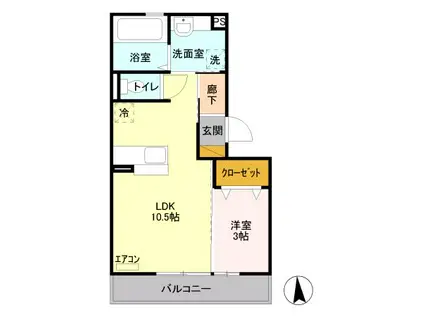 プライムステージ(1LDK/2階)の間取り写真