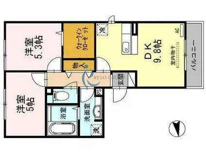 グランドソレイユ(2DK/2階)の間取り写真