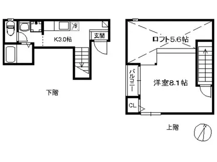 ポラリスヤナセ I(1K/2階)の間取り写真