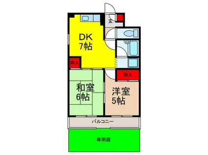リーベンドハウス中桜塚(2DK/1階)の間取り写真