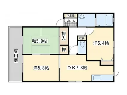 ディアス貴船台(3DK/2階)の間取り写真