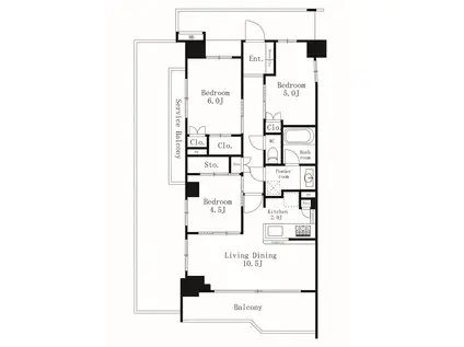 ナイスシティアリーナ武蔵小杉ブライトコート(3LDK/7階)の間取り写真