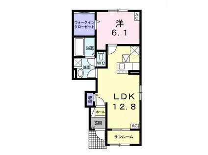 プリートカーサIII(1LDK/1階)の間取り写真