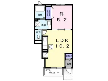 ヒルサイドテラス(1LDK/1階)の間取り写真