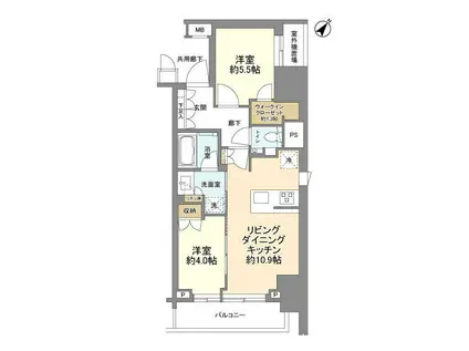 ザ・パークワンズ日本橋人形町(2LDK/3階)の間取り写真