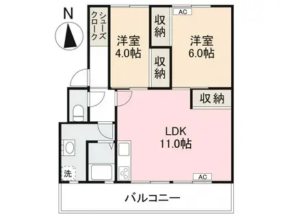 KSB上之町II(2LDK/4階)の間取り写真