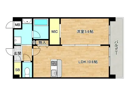 グリーンコート東小路(1LDK/2階)の間取り写真