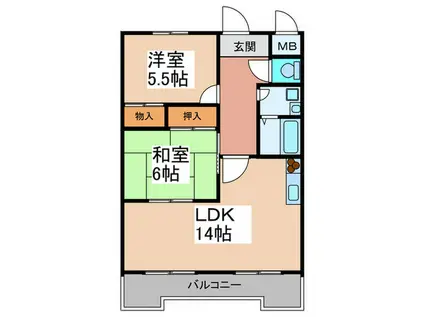 ニューロータスライフ(2LDK/5階)の間取り写真