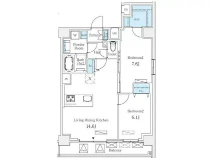 ルミシティ月島(2LDK/5階)の間取り写真