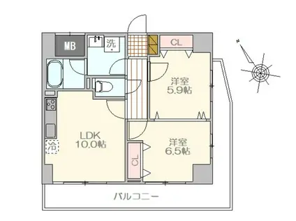 奥平レジデンス(2LDK/3階)の間取り写真