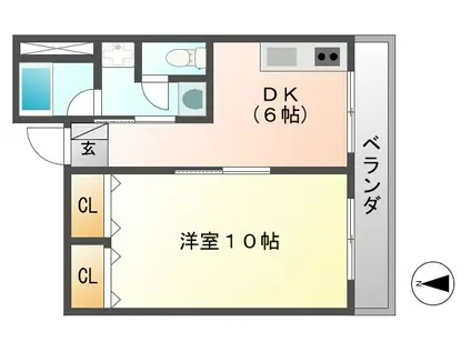 グランドシティ西宮I(1DK/3階)の間取り写真