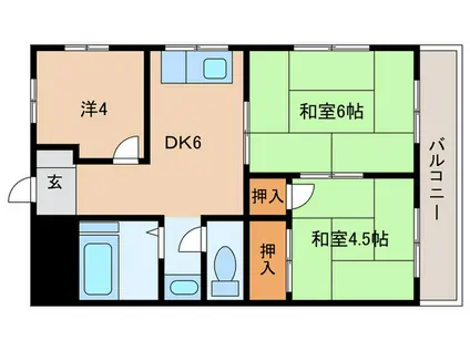 ヒルズ神戸(3DK/4階)の間取り写真