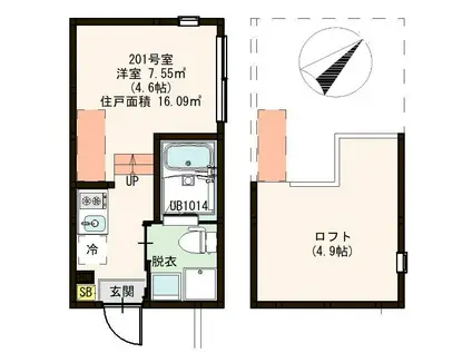 ハーモニーテラス堀切III(ワンルーム/2階)の間取り写真