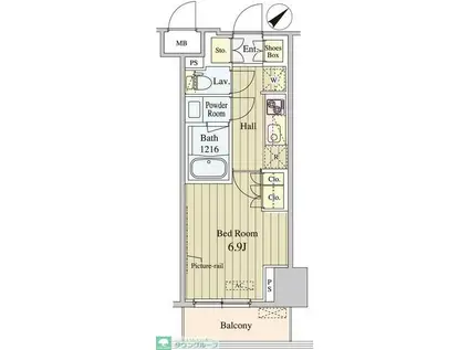 セリオ落合東中野(1K/4階)の間取り写真