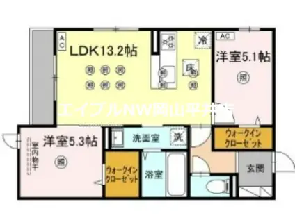 アネックスV(2LDK/1階)の間取り写真