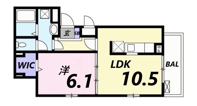 シャイン(1LDK/3階)の間取り写真
