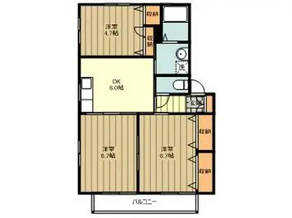 ミラコスタ(3DK/1階)の間取り写真