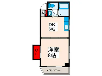 高島ハイム(1DK/2階)の間取り写真