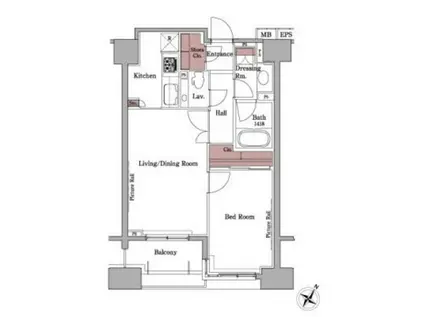 パークアクシス白金台(1LDK/8階)の間取り写真