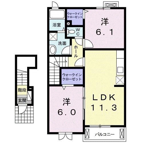 パラッツオ エレガンテ(2LDK/2階)の間取り写真