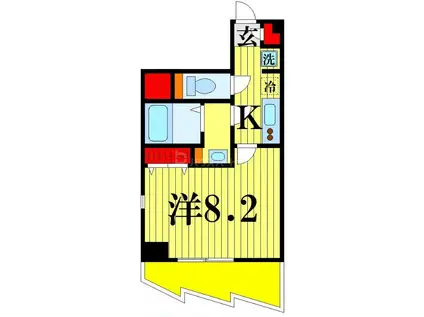 オモチデ扇大橋(1K/2階)の間取り写真