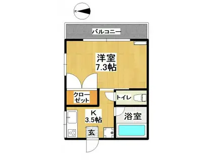 カーサ・リビエールA棟(1K/1階)の間取り写真